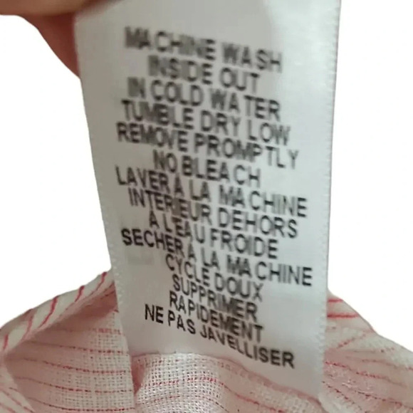 Frank & Eileen Paul Linen Button-Up Shirt Red Stripe Size S Unisex - Picture 6 of 7